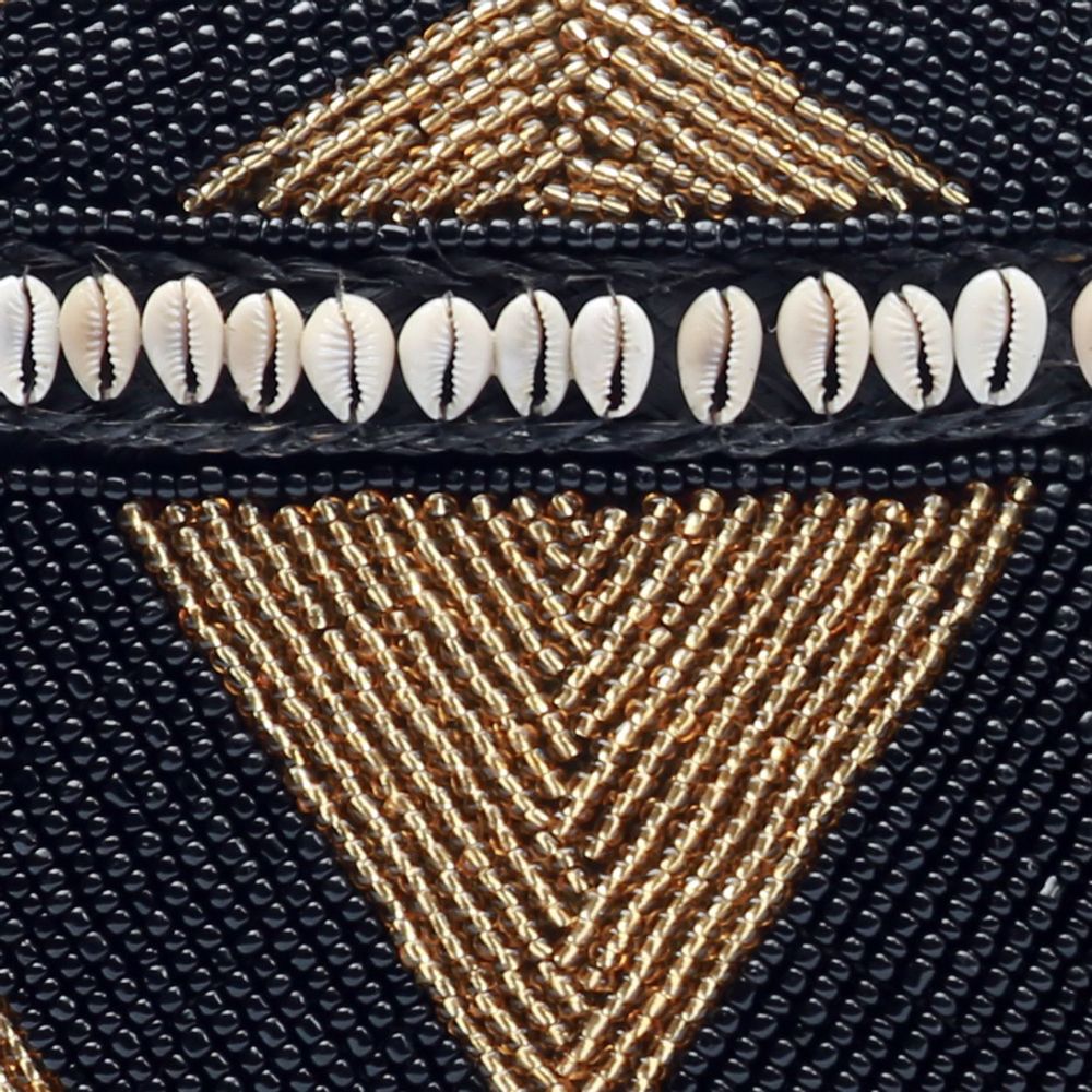 Coffrets et boîtes - Le Panier Beaded Cowrie Diamond - Noir Or - M - BAZAR BIZAR LIVING