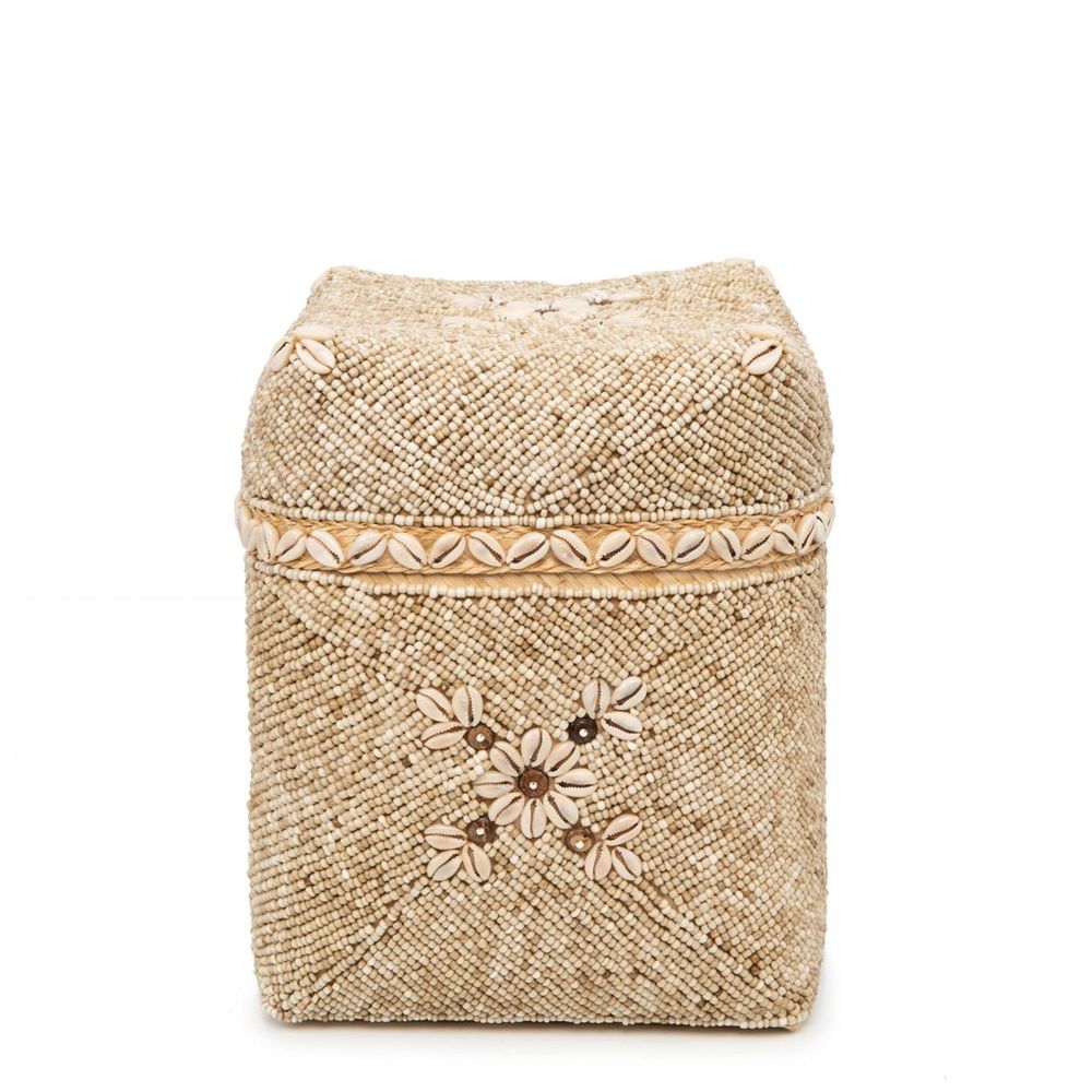 Boîtes de rangement - Les Paniers Beaded Flowers - Brun Naturel - L - BAZAR BIZAR LIVING