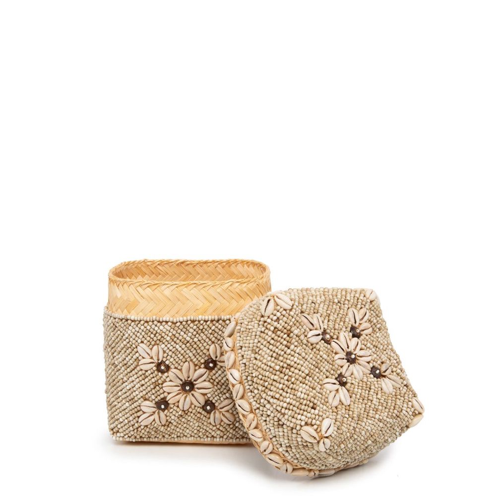 Boîtes de rangement  - Les Paniers Beaded Flowers - Brun Naturel - S - BAZAR BIZAR LIVING