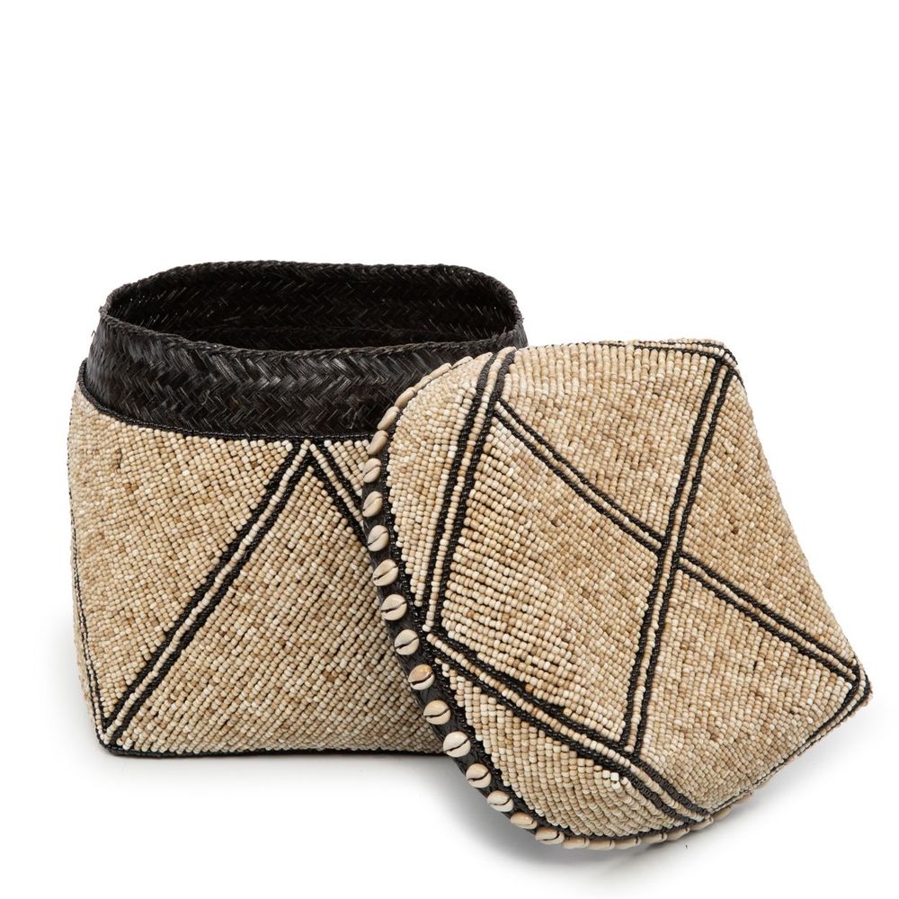 Coffrets et boîtes - Le Panier Beaded Jagged - Noir Naturel - L - BAZAR BIZAR LIVING