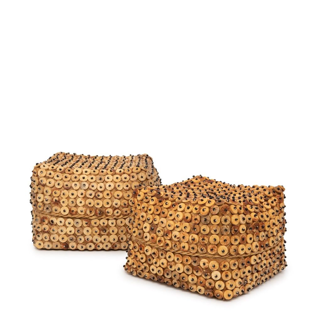 Caskets and boxes - The Coconut Shell Basket - Natural - Set of 2 - BAZAR BIZAR LIVING