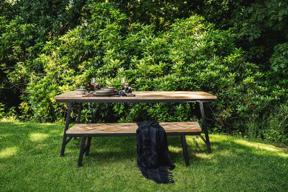 Dining Tables - The Herringbone Market Table - Natural - 160cm - BAZAR BIZAR LIVING