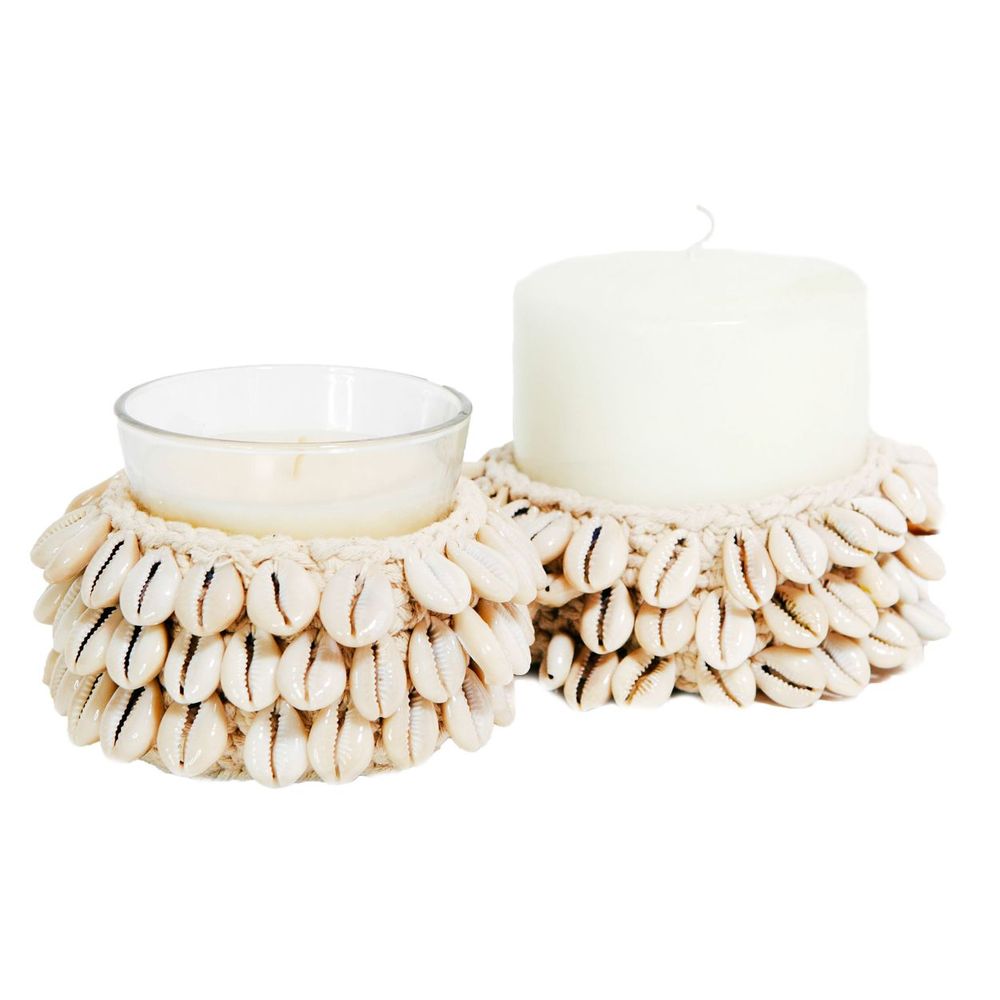 Bougeoirs et photophores  - Le Bougeoir Cowrie Macramé - Naturel - S - BAZAR BIZAR LIVING
