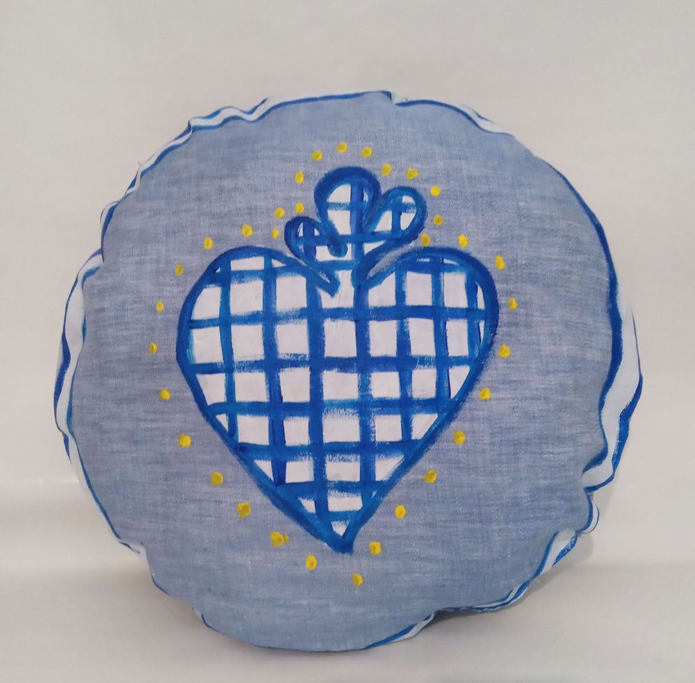Fabric cushions - Round cushion\" CUORE FIAMMEGGIANTE\ " - BACIO DEL MARINAIO