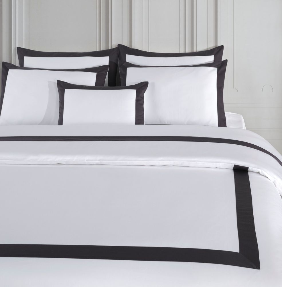 Linge de lit - Ensemble de housse de couette à passepoil anthracite épais - ATELIER 99