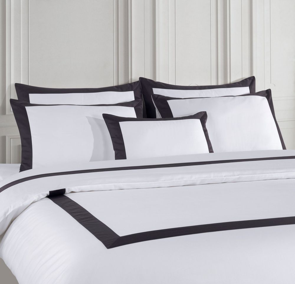Linge de lit - Ensemble de housse de couette à passepoil anthracite épais - ATELIER 99