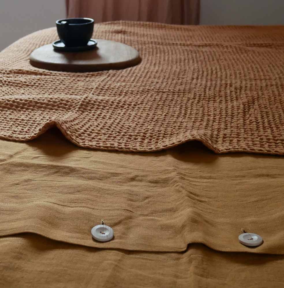 Bed linens - Linen waffle blanket - PANAPUFA