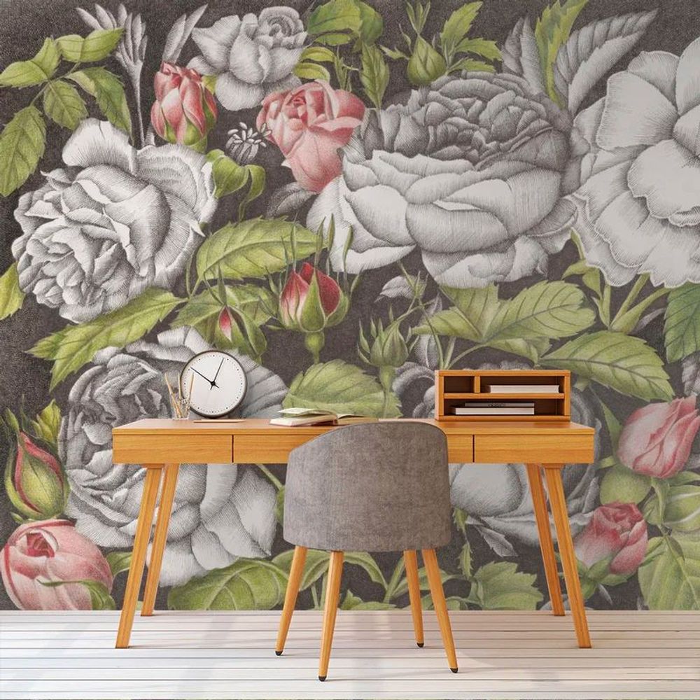 Papiers peints - Papier peint panoramique Roses Anciennes - ETOFFE.COM