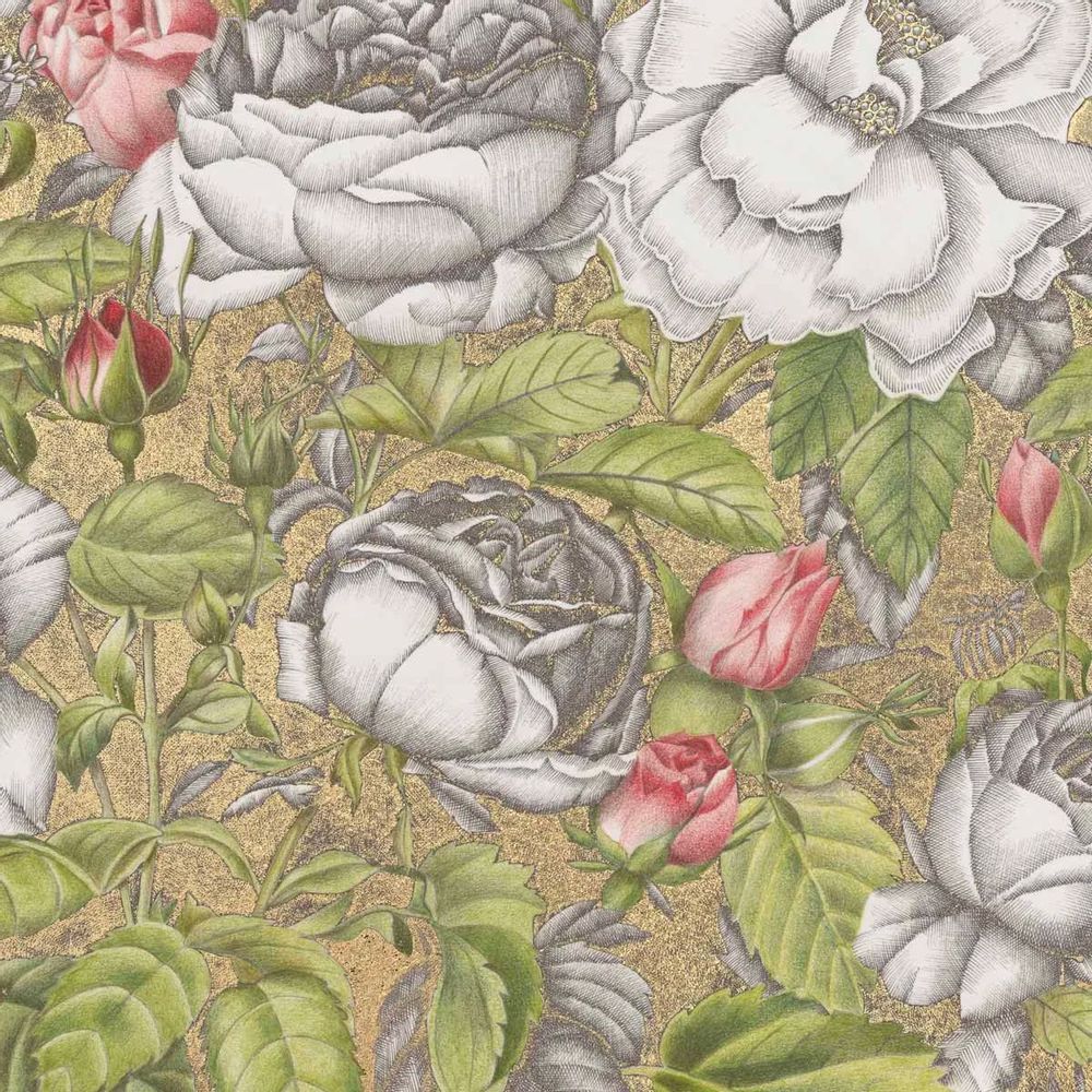 Wallpaper - Roses Anciennes Or Panel - ETOFFE.COM
