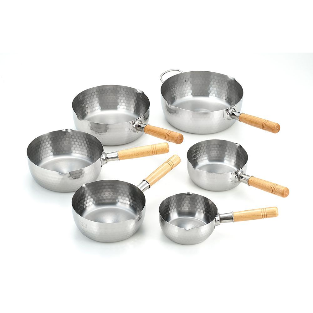 Casseroles - Casseroles japonaises acier inoxydable, martelées avec deux becs verseurs - collection Yukihira / YOSHIKAWA - ABINGPLUS