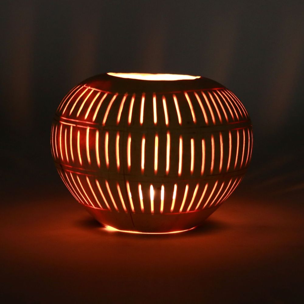 Candlesticks and candle holders - The Coconut Stripe I - Natural - BAZAR BIZAR LIVING