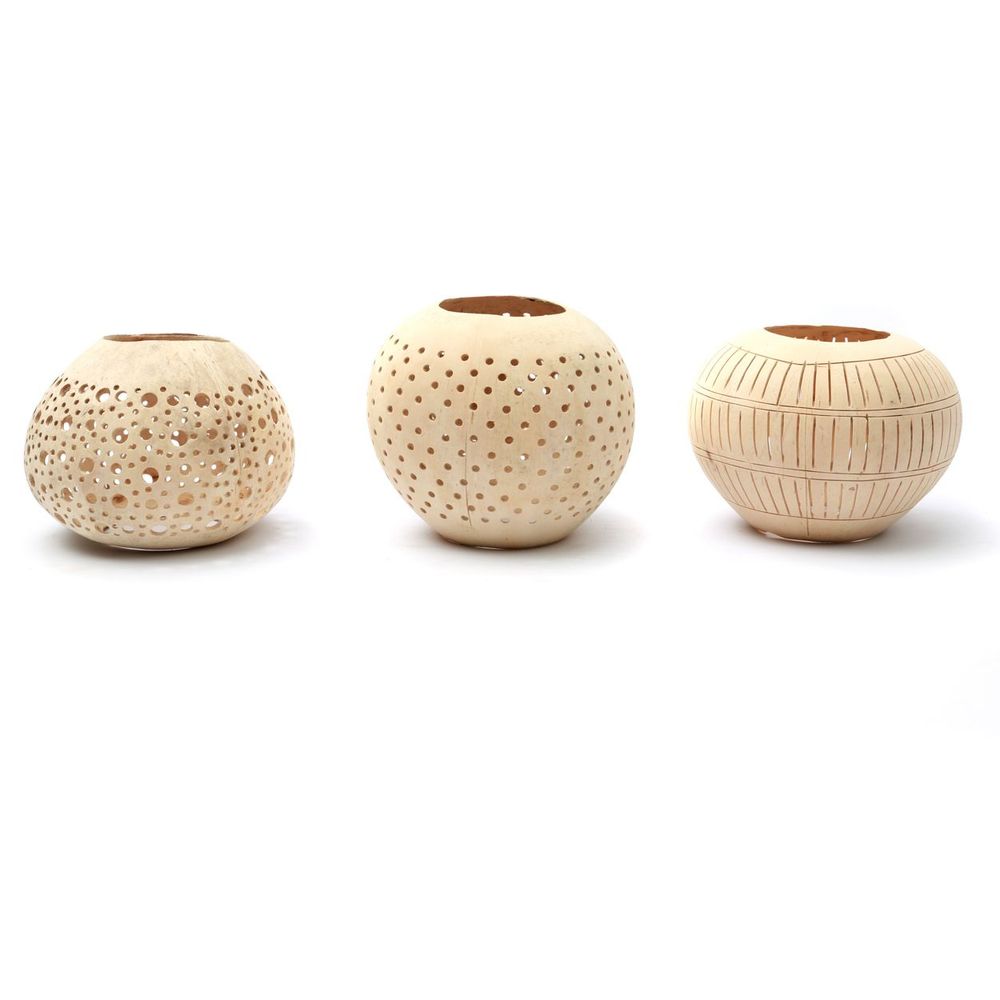 Candlesticks and candle holders - The Coconut Stripe I - Natural - BAZAR BIZAR LIVING