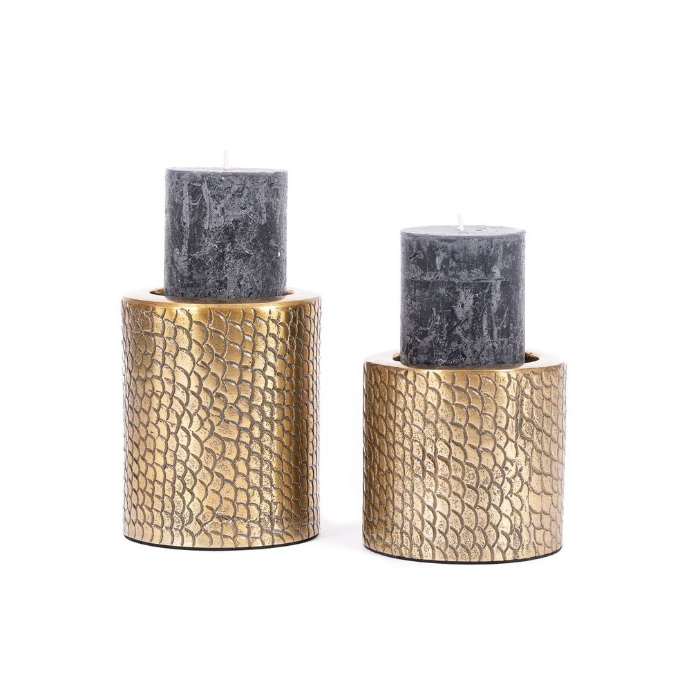 Candlesticks and candle holders - The Croco Candle Holder - Brass - M - BAZAR BIZAR LIVING