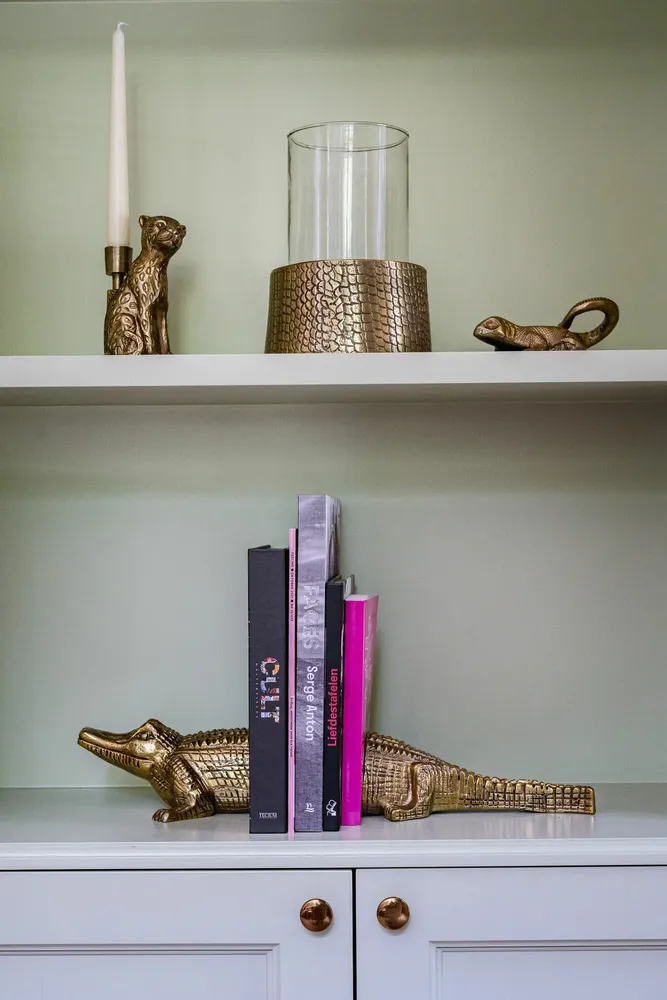Candlesticks and candle holders - The Croco Candle Holder with Glass - Brass - L - BAZAR BIZAR LIVING