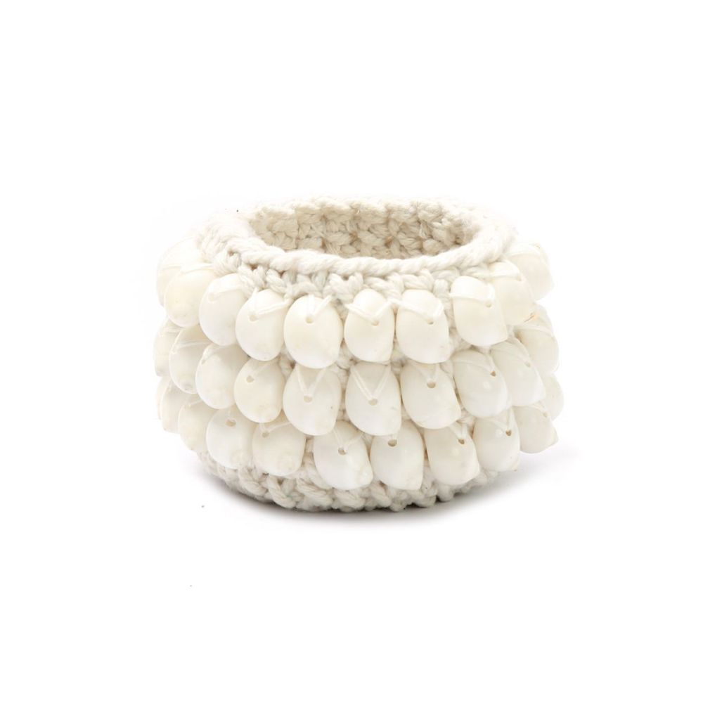 Bougeoirs et photophores  - Le Bougeoir Kai Macramé - Blanc - S - BAZAR BIZAR LIVING