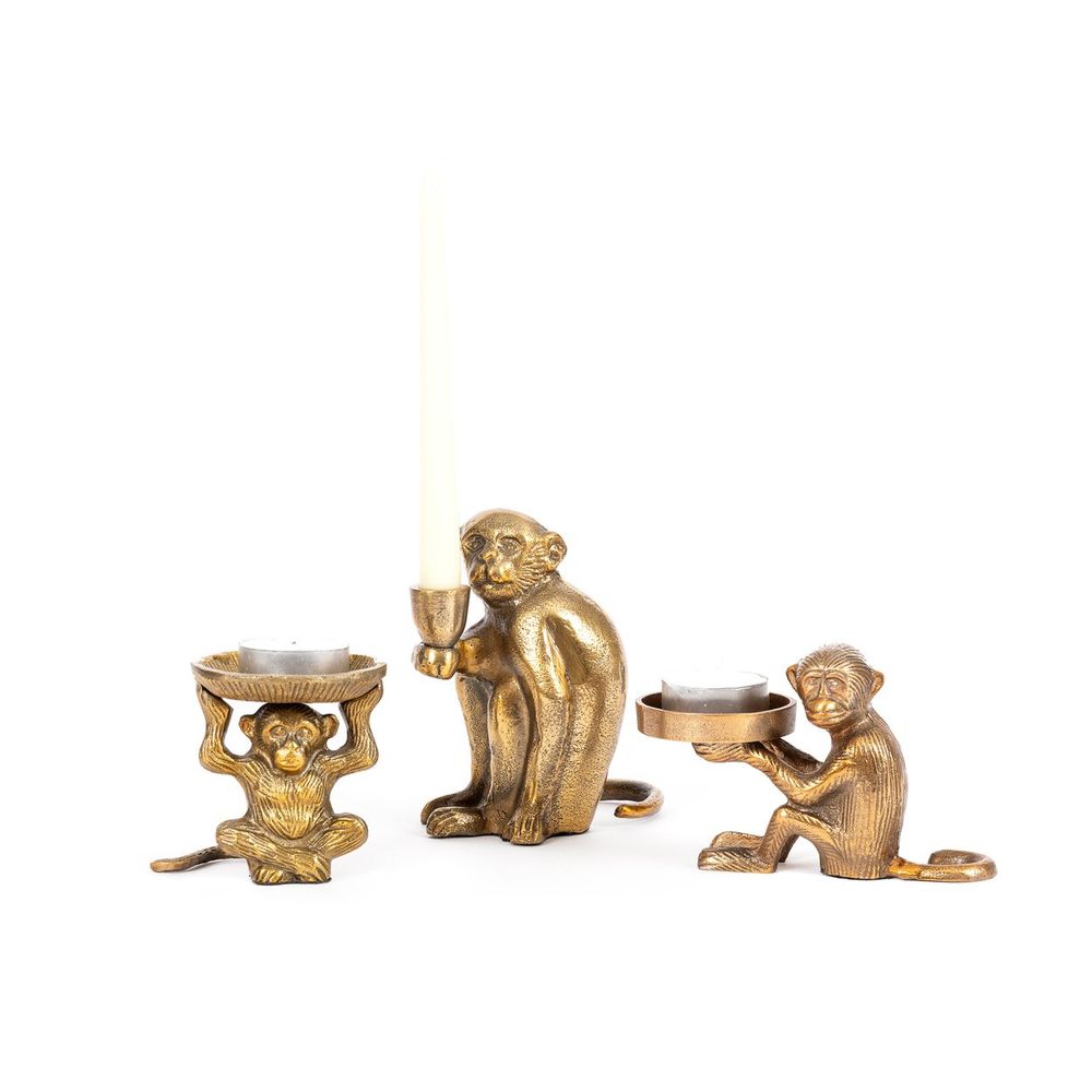Candlesticks and candle holders - The Monkey Candle Holder #1 - Brass - BAZAR BIZAR LIVING