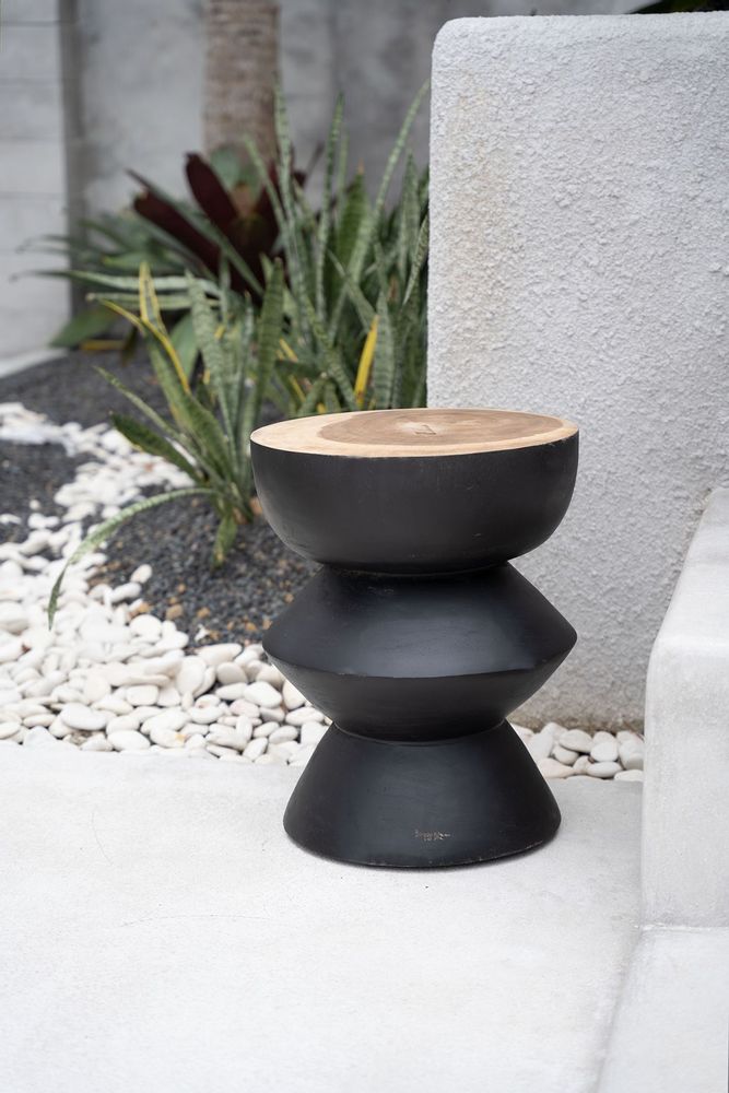 Stools - The Kulun Stool - Black Natural - BAZAR BIZAR LIVING