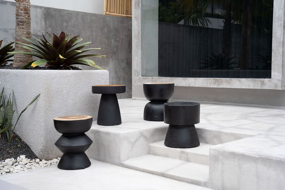 Stools - The Kulun Stool - Black Natural - BAZAR BIZAR LIVING