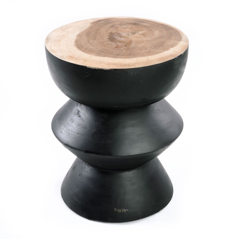 Stools - The Kulun Stool - Black Natural - BAZAR BIZAR LIVING