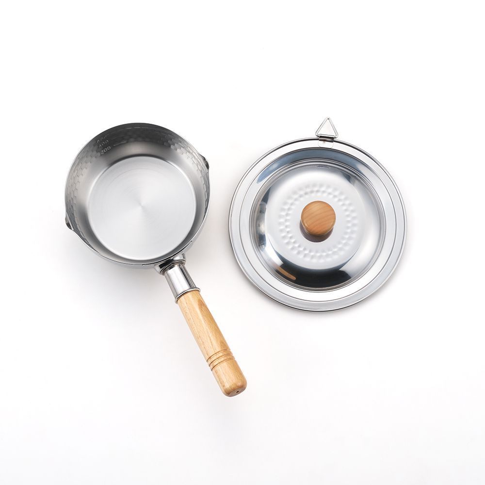 Casseroles - Casserole de 14 cm en acier inoxydable, martelées avec deux becs verseurs - collection Yukihira / YOSHIKAWA - ABINGPLUS