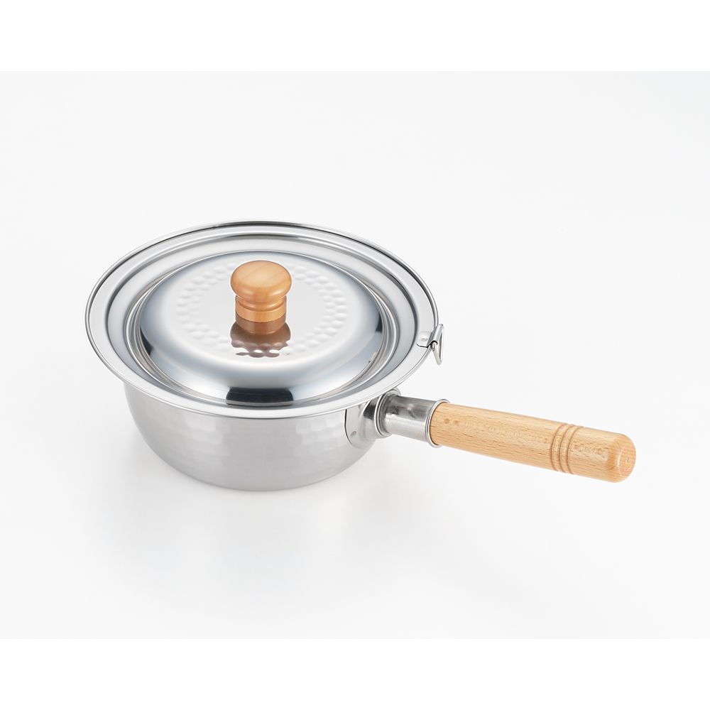Casseroles - Casserole de 14 cm en acier inoxydable, martelées avec deux becs verseurs - collection Yukihira / YOSHIKAWA - ABINGPLUS