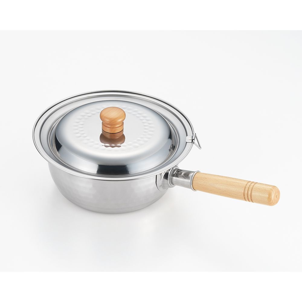 Casseroles - Casserole de 16 cm en acier inoxydable, martelées avec deux becs verseurs - collection Yukihira / YOSHIKAWA - ABINGPLUS