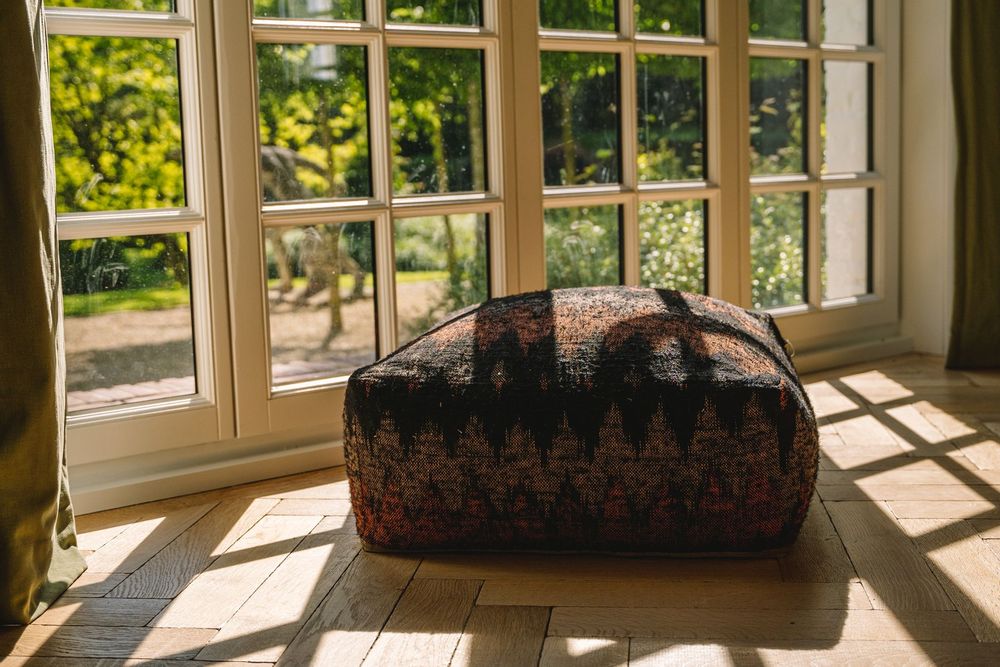Ottomans - The Oh My Gee Pouffe - Black Orange - BAZAR BIZAR LIVING