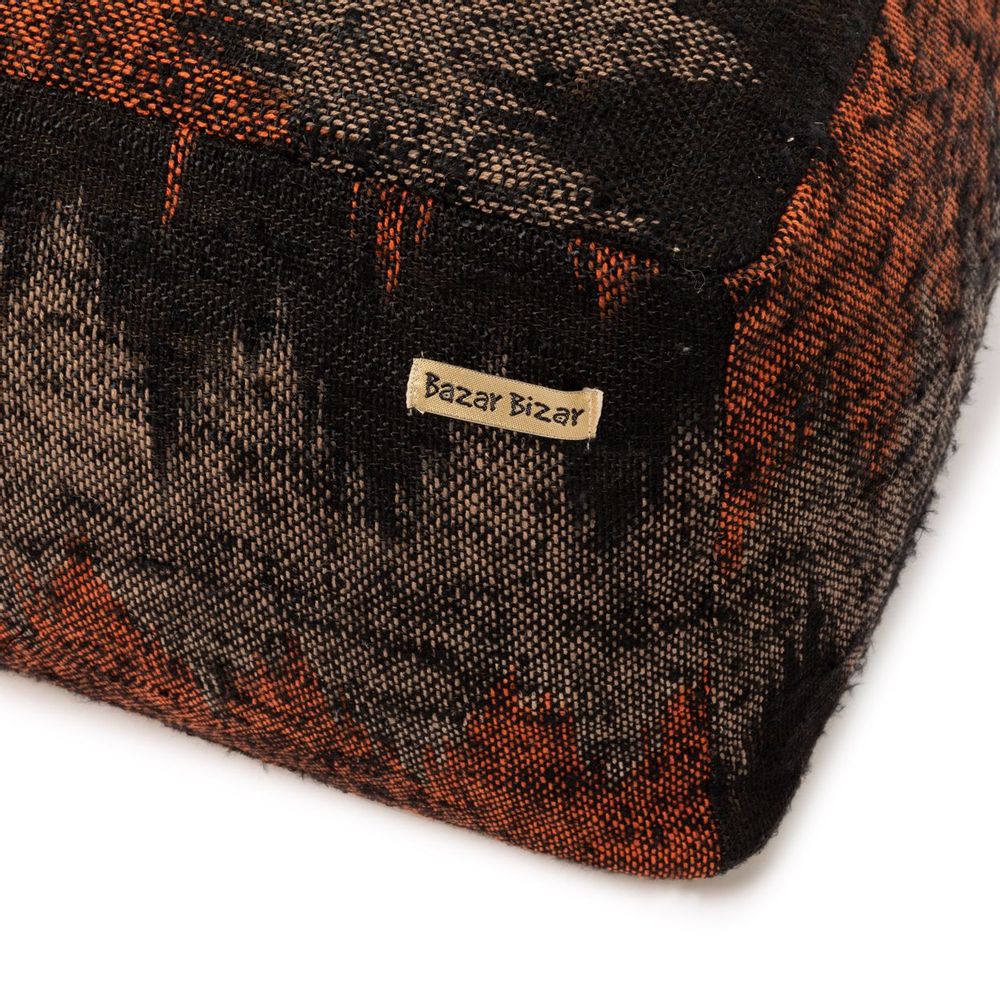 Ottomans - The Oh My Gee Pouffe - Black Orange - BAZAR BIZAR LIVING