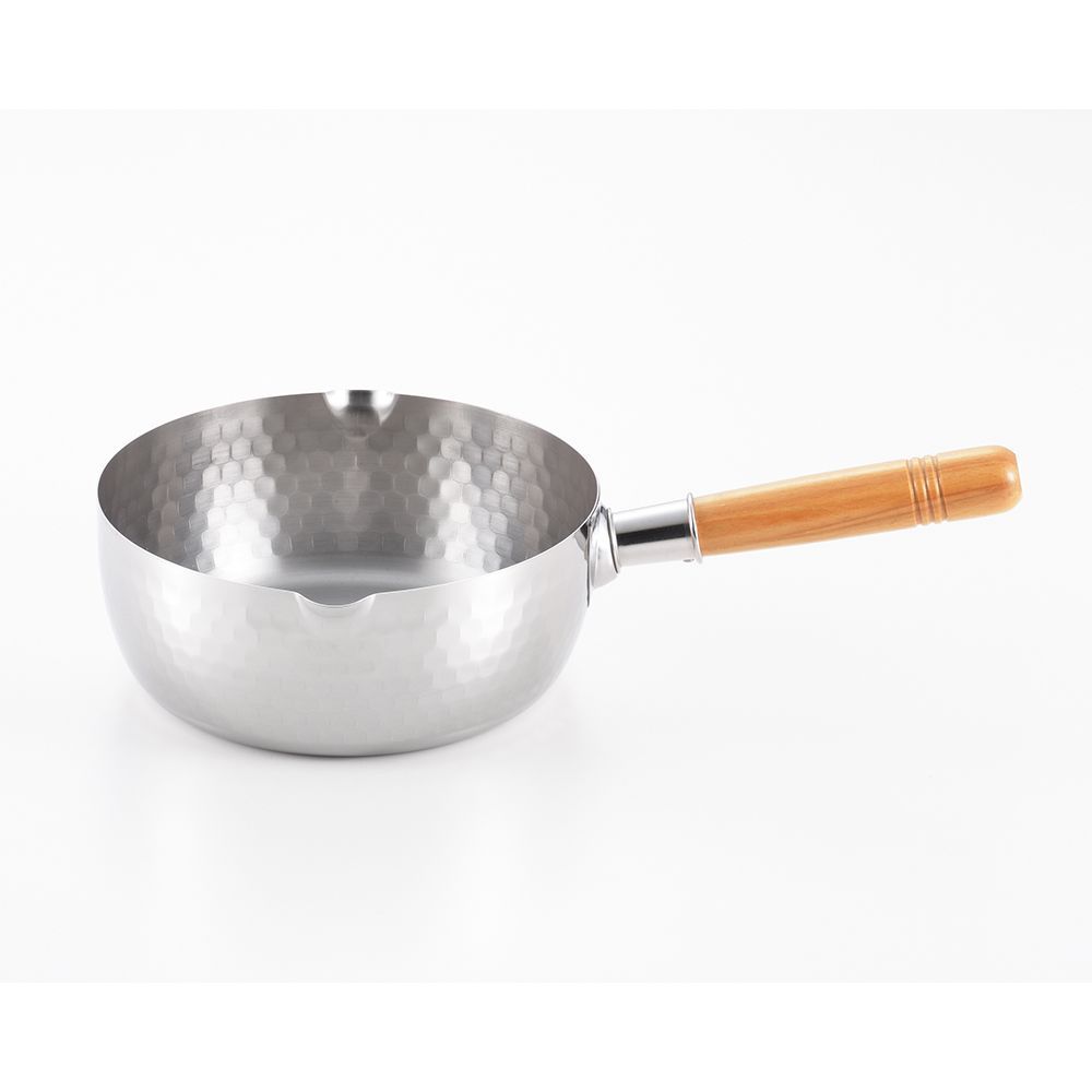 Casseroles - Casseroles japonaises acier inoxydable, martelées avec deux becs verseurs - collection Yukihira / YOSHIKAWA - ABINGPLUS