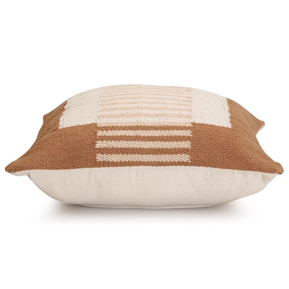 Coussins textile - Coussin décoratif Earth Stripe fabriqué à la main, rouille, 18 x 18 pouces - CASA AMAROSA