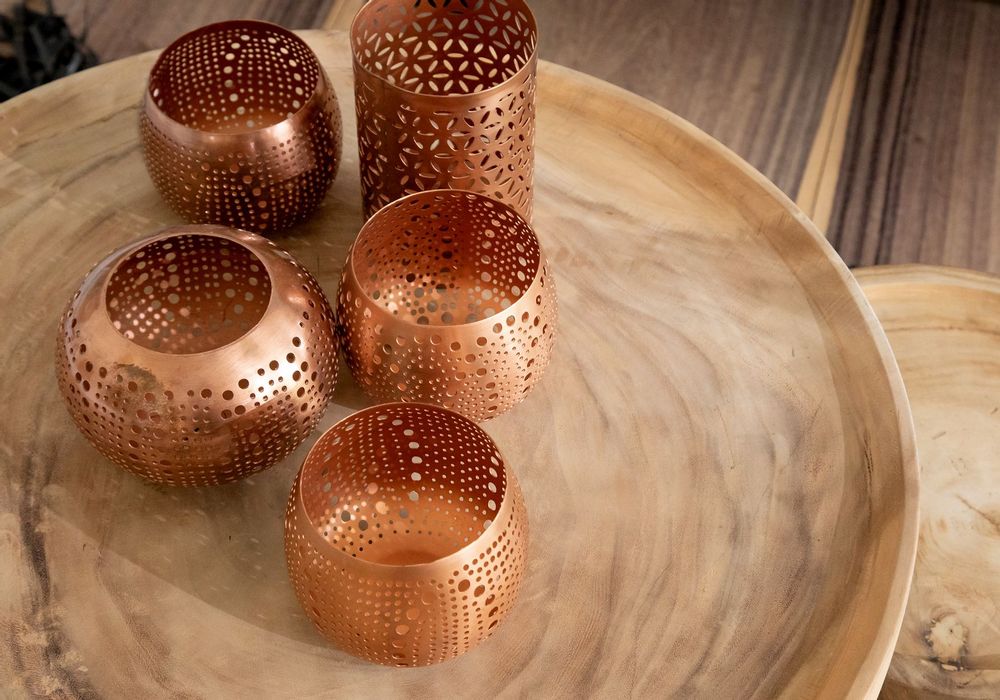 Bougeoirs et photophores  - Le Bougeoir Triangle Ball - Cuivre - S - BAZAR BIZAR LIVING