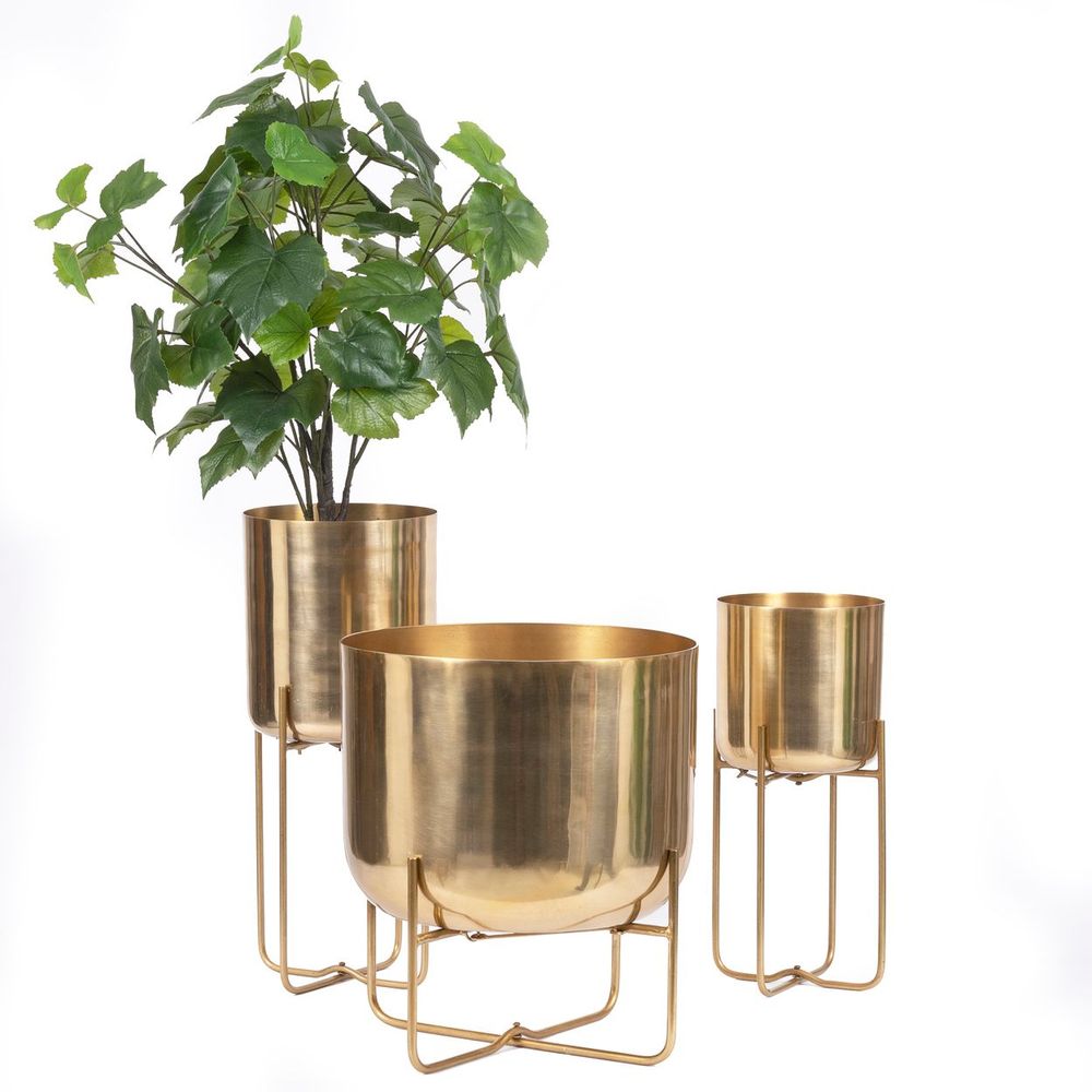Vases - The Brass Planter on Stand - Brass - L - BAZAR BIZAR LIVING