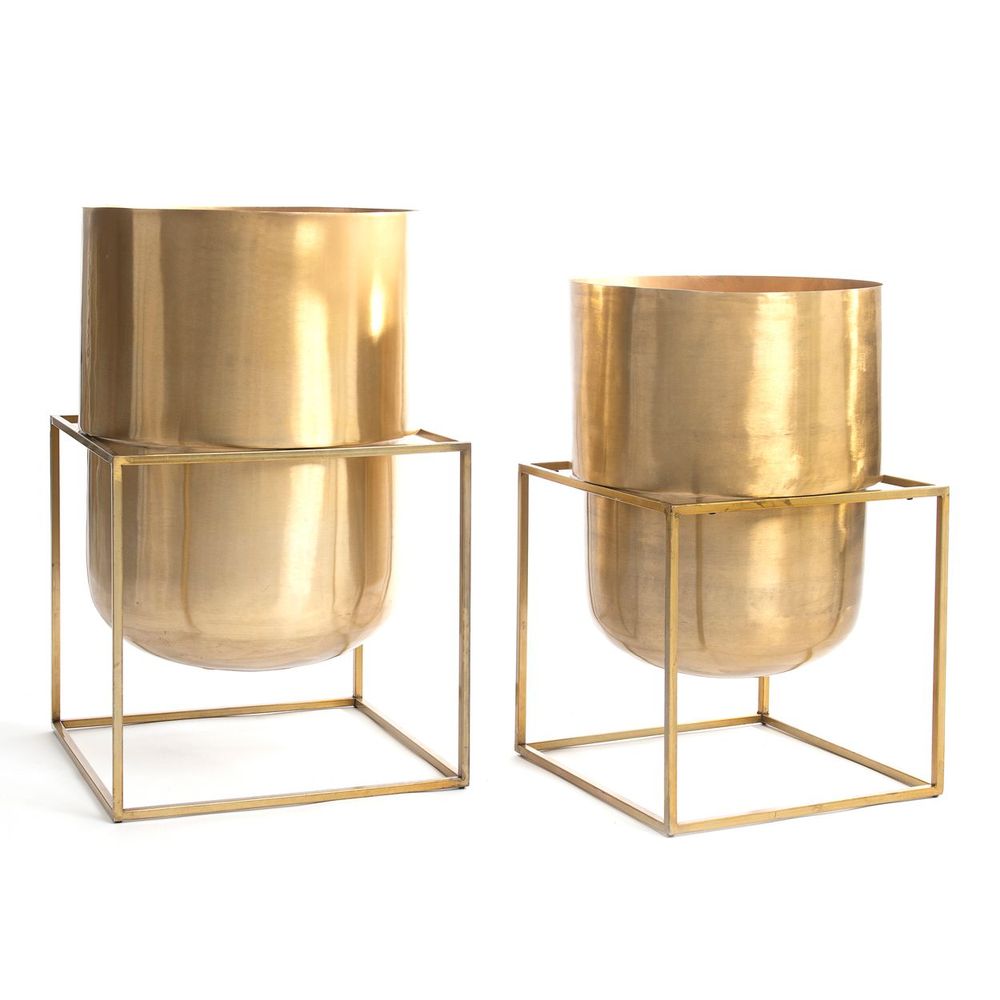 Vases - The Square Box Brass Planter - Brass - XL - BAZAR BIZAR LIVING