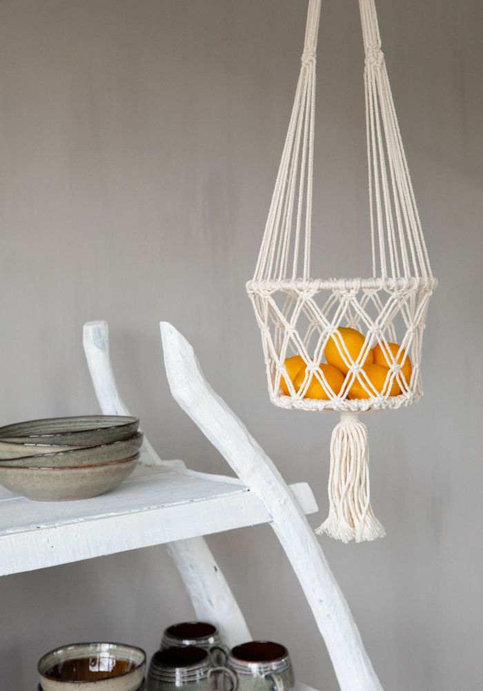 Vases - The Macrame Plant Holder - White - M - BAZAR BIZAR LIVING