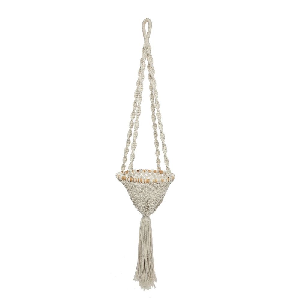 Vases - The Twisted Macramé Plant Holder - Natural White - L - BAZAR BIZAR LIVING