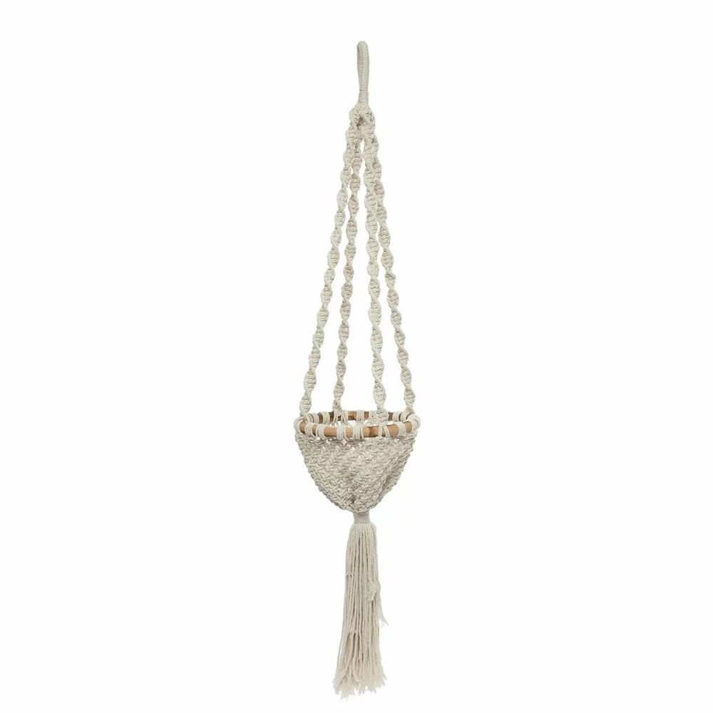 Vases - The Twisted Macramé Plant Holder - Natural White - M - BAZAR BIZAR LIVING