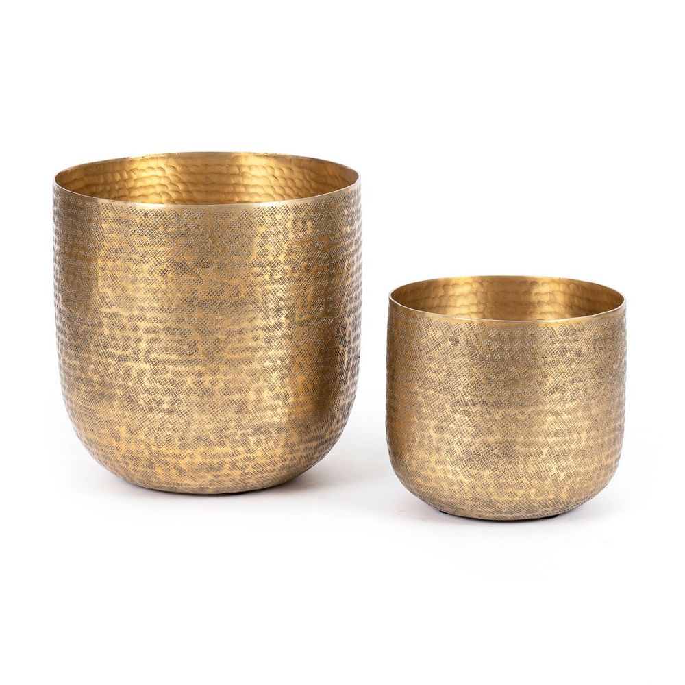 Vases - The Hammered Planters - Brass - Set of 2 - BAZAR BIZAR LIVING