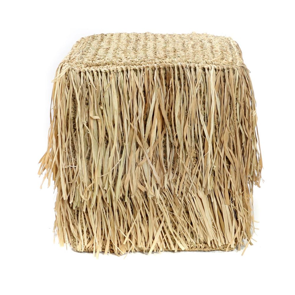 Tabourets - Le Tabouret Raffia Shaggy - Carré - BAZAR BIZAR LIVING