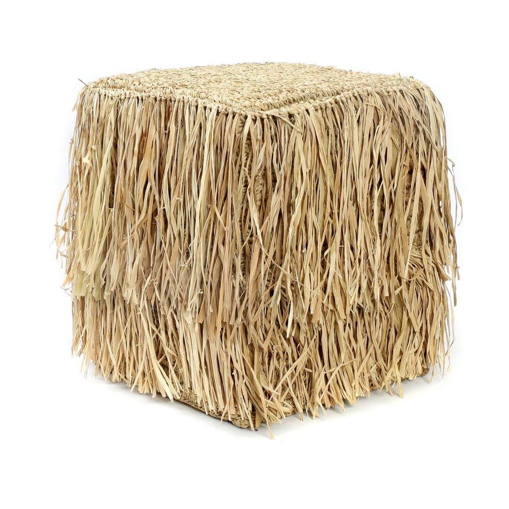 Tabourets - Le Tabouret Raffia Shaggy - Carré - BAZAR BIZAR LIVING