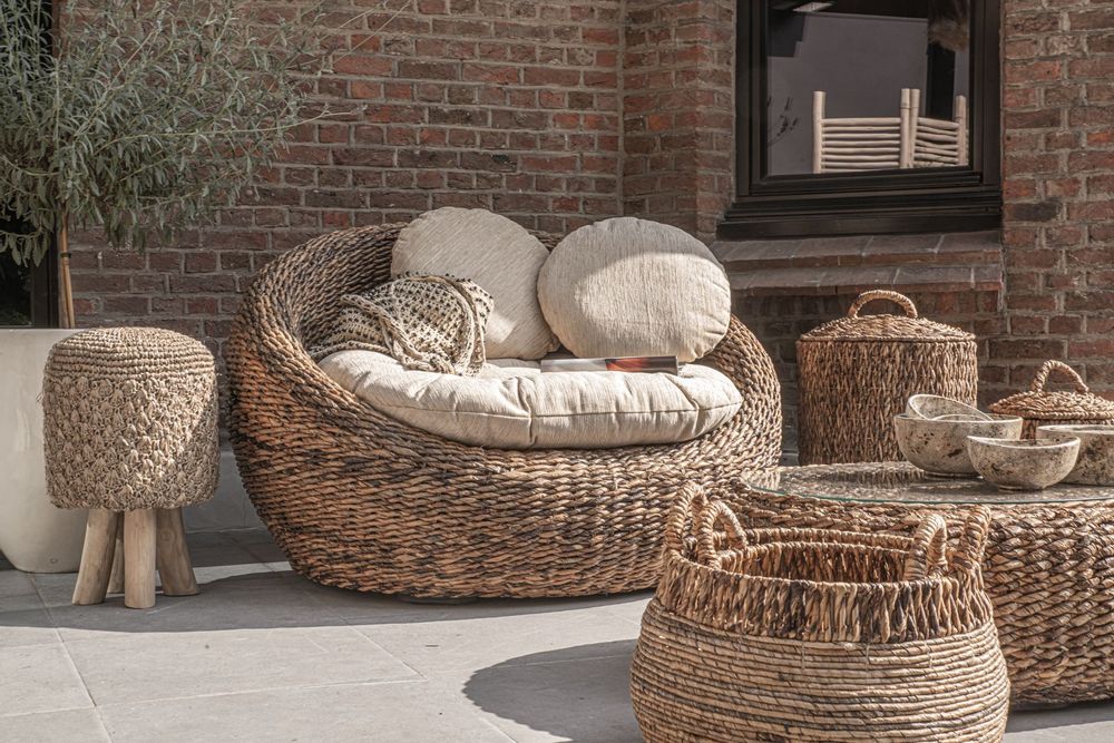 Stools - The Raffia Tressed Stool - BAZAR BIZAR LIVING