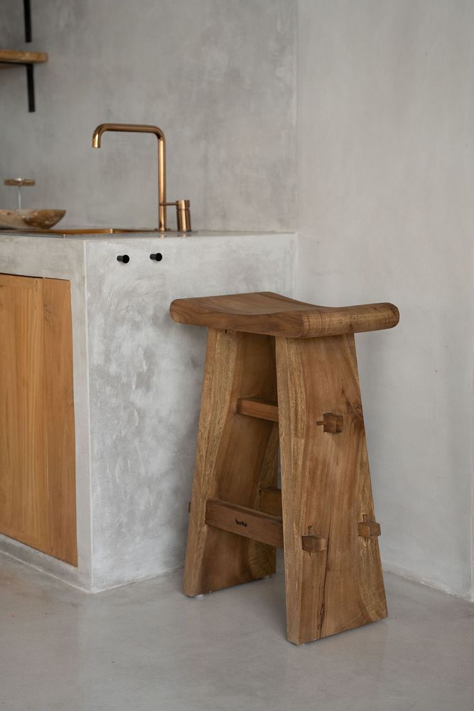 Stools - The Suar Bar Stool - Natural - BAZAR BIZAR LIVING