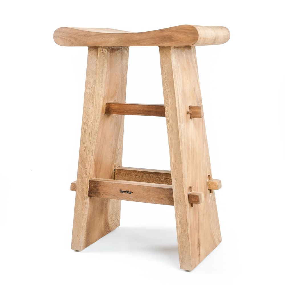 Stools - The Suar Bar Stool - Natural - BAZAR BIZAR LIVING