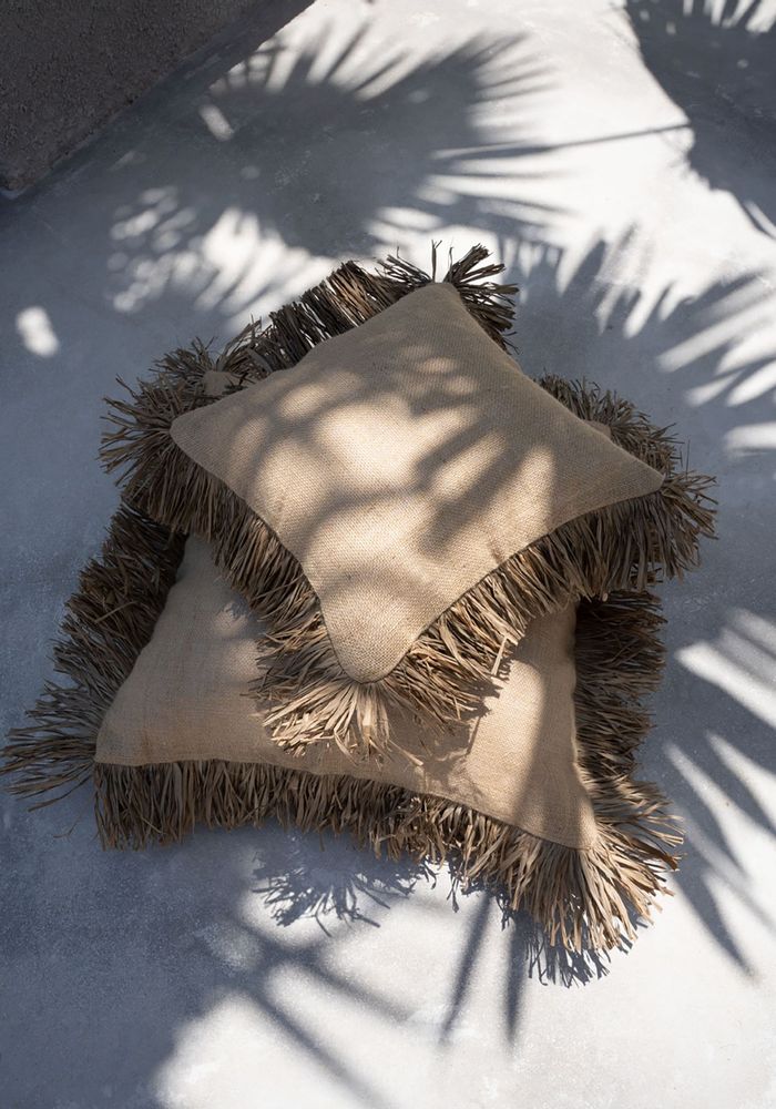 Cushions - The Jute Bonita Cushion Cover - Natural - 40x40 - BAZAR BIZAR LIVING