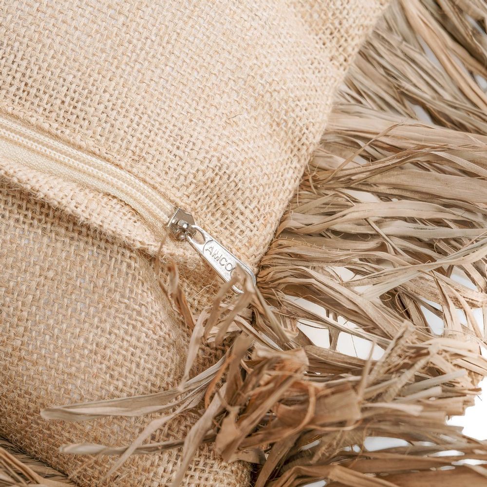 Cushions - The Jute Bonita Cushion Cover - Natural - 40x40 - BAZAR BIZAR LIVING