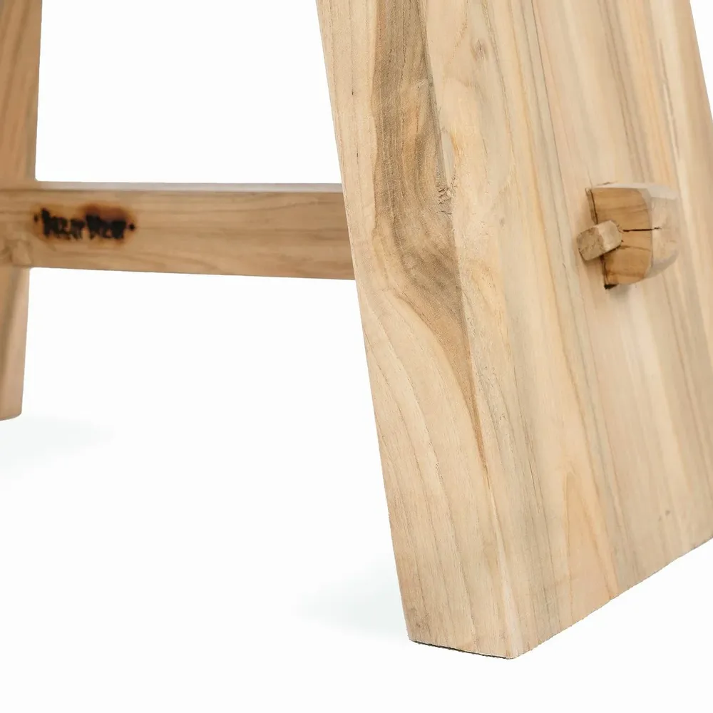 Stools - The Suar Stool with Leather - Natural Black - BAZAR BIZAR LIVING