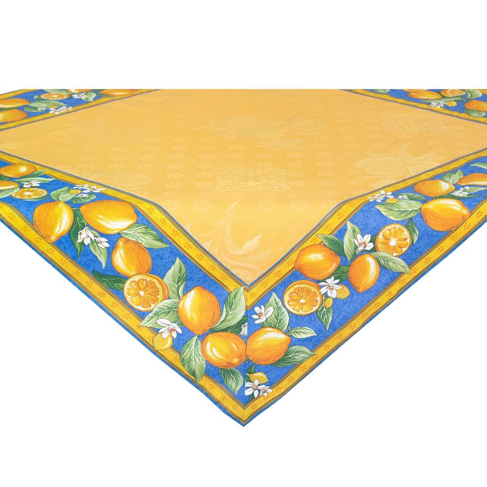 Table linen - Table cover - Jacquard Delft Citron - TISSUS TOSELLI