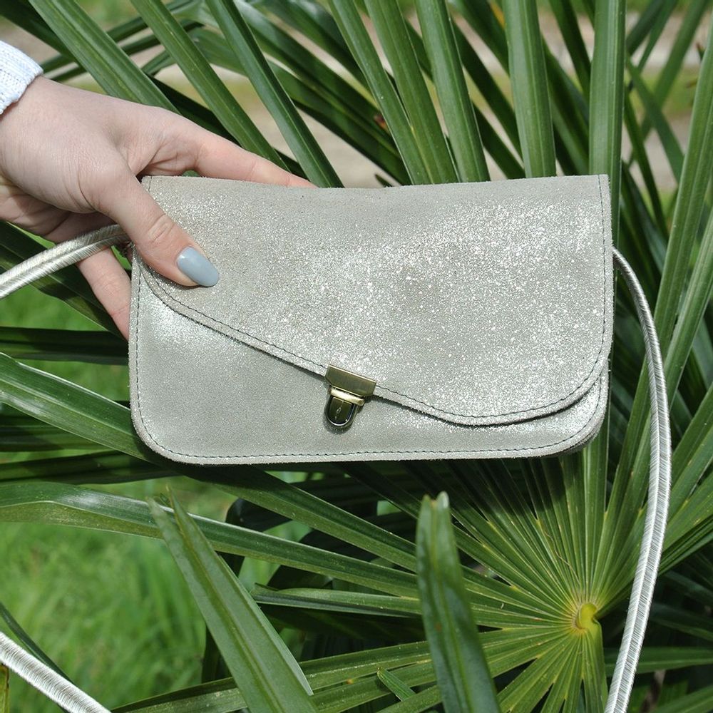 Clutches - Midi Glitter Leather Pouch - LA CARTABLIÈRE