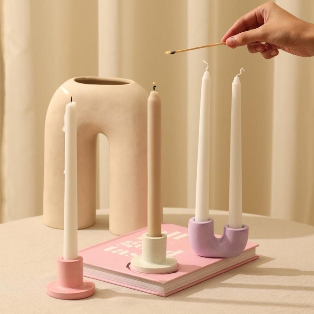 Objets de décoration - Bougeoir en béton en forme de U de style nordique- (Lot de 2) - CASA AMAROSA
