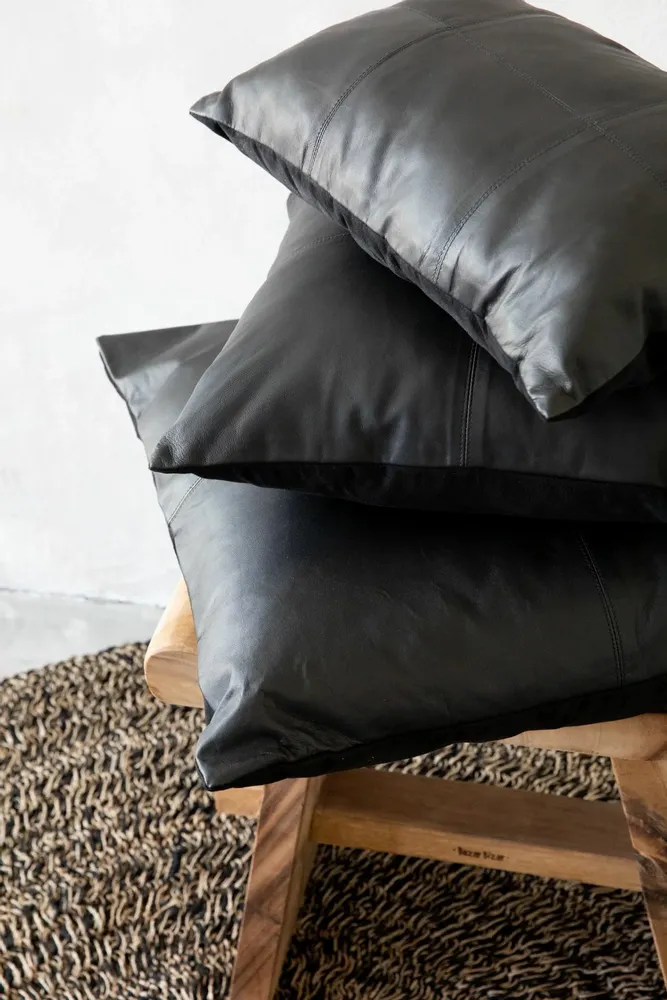 Coussins - La Housse De Coussin Four Leather Panel - Noir - 60x60 - BAZAR BIZAR LIVING