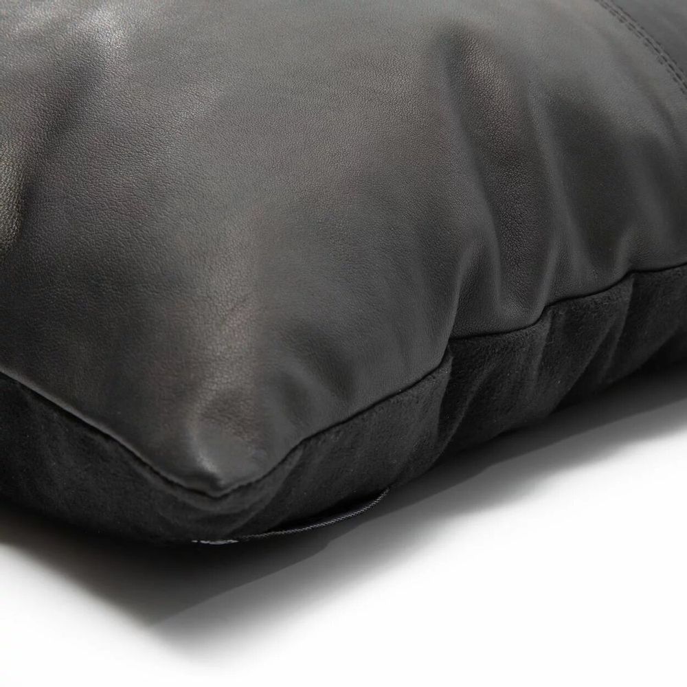 Cushions - The Four Panel Leather Cushion Cover - Black - 60x60 - BAZAR BIZAR LIVING